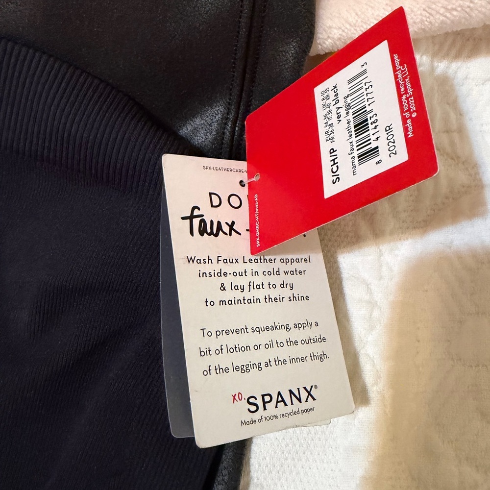 SPANX very black momma maternity faux leather leggings- NWT - Picture 6 of 7